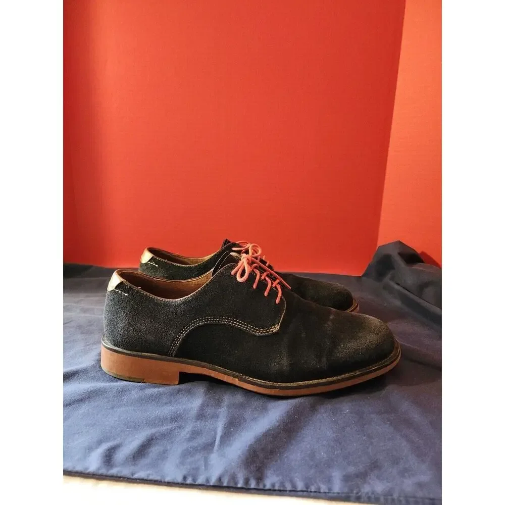 Johnston & Murphy Dress Shoes Mens 11 M Navy Red Oxford Suede